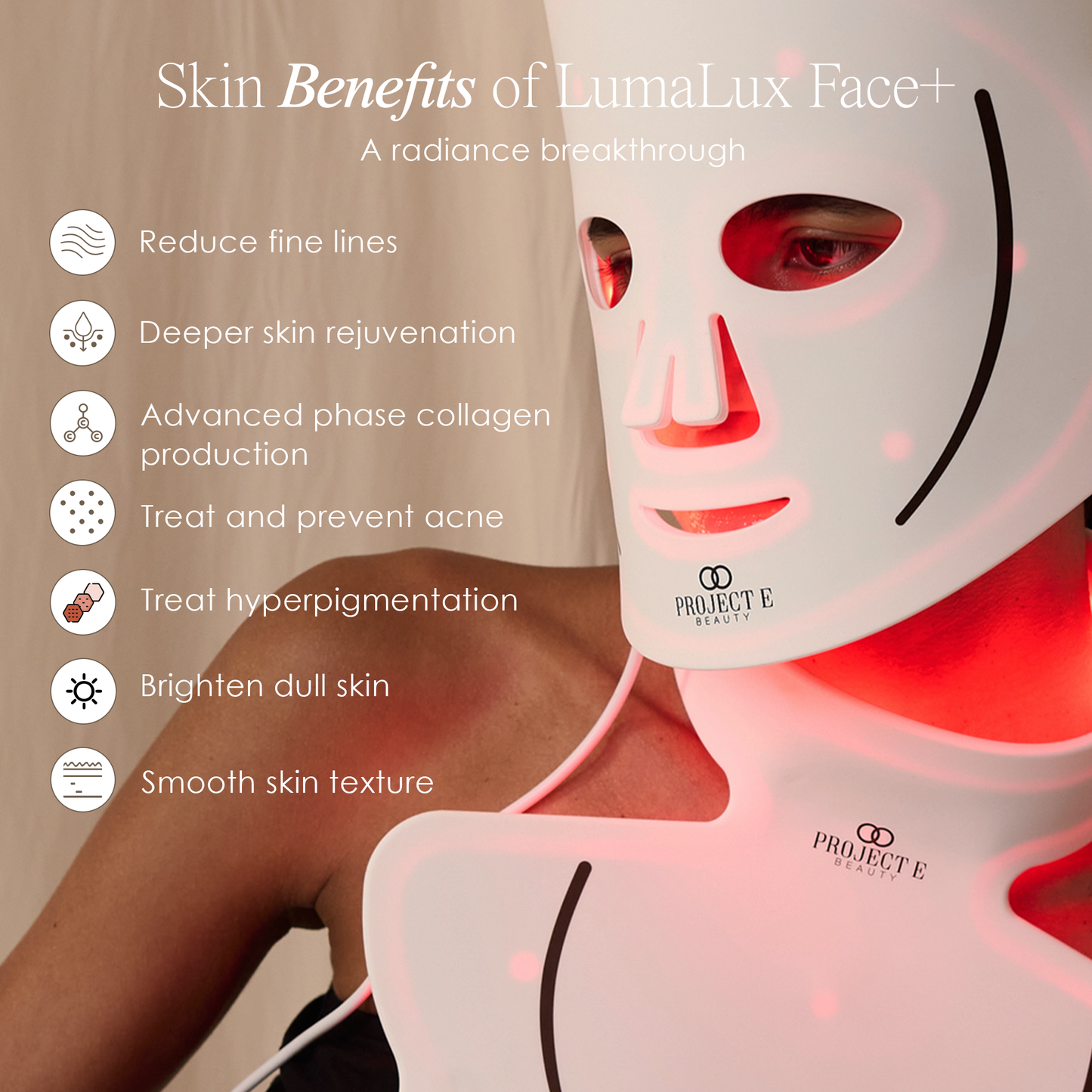LumaLux Face+ | Pro LED Red Light Therapy Face & Neck Mask