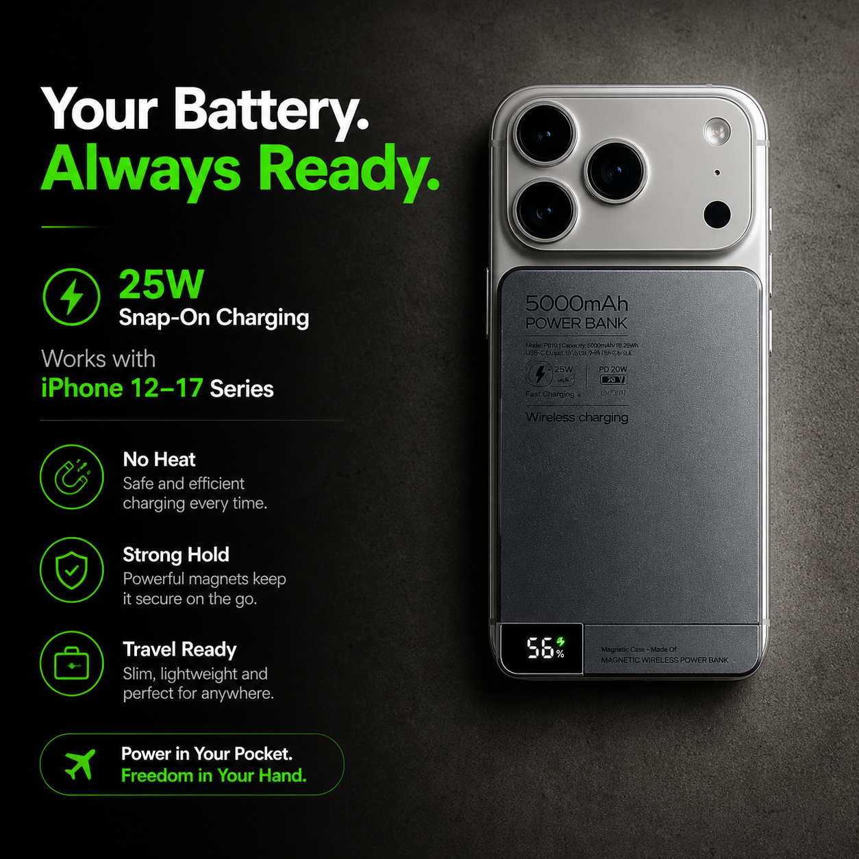 SnapCharge® 20W Magnetic Power Bank