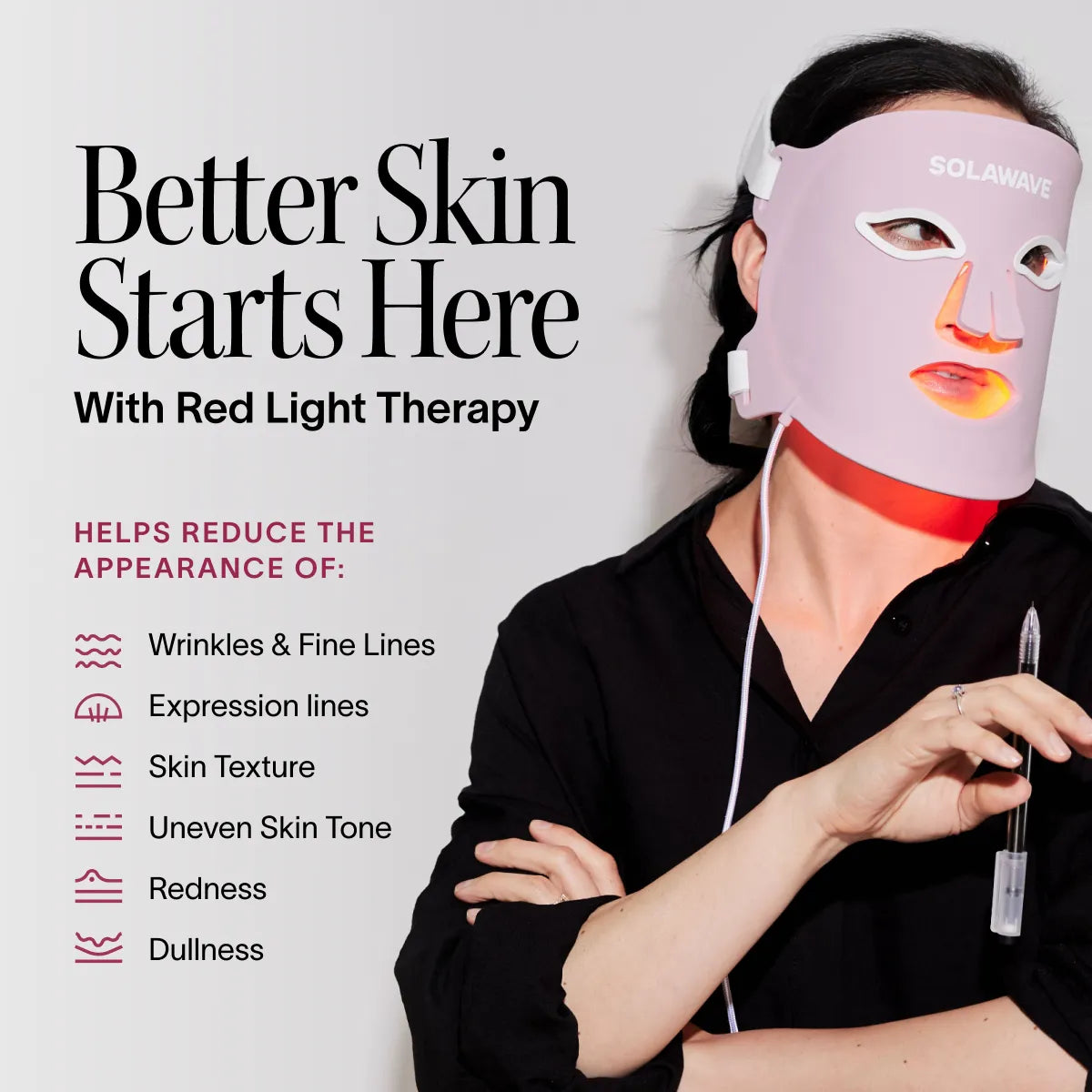 Wrinkle Retreat Pro LED Face Mask with Red, Infrared, Deep Red, and Amber Light Therapy